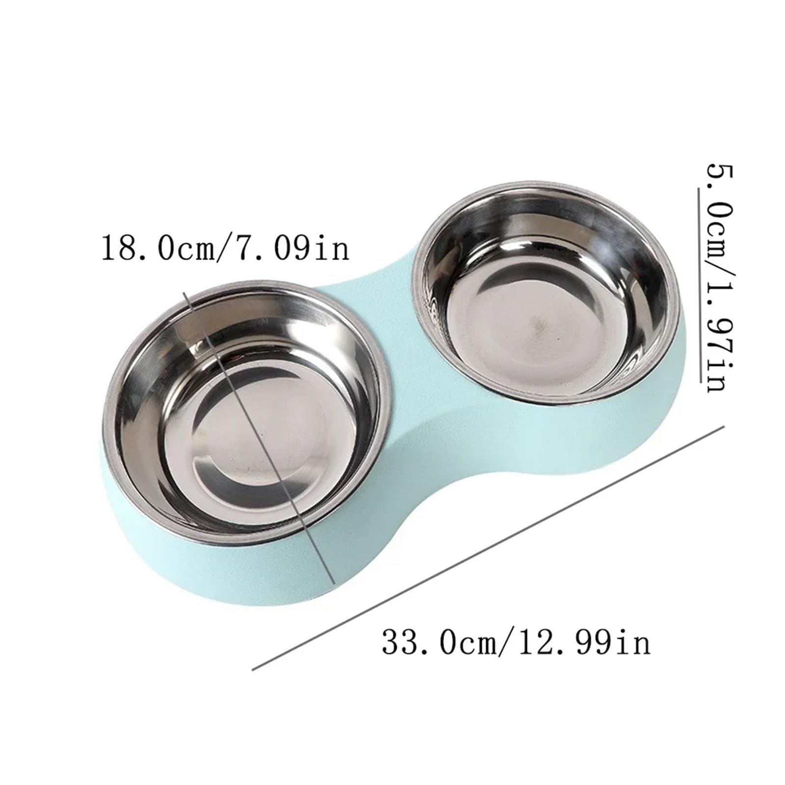 Generico Cuencos Dobles for Mascotas, alimentador, Plato for Beber de Acero Inoxidable, Accesorios for Perros(Green)