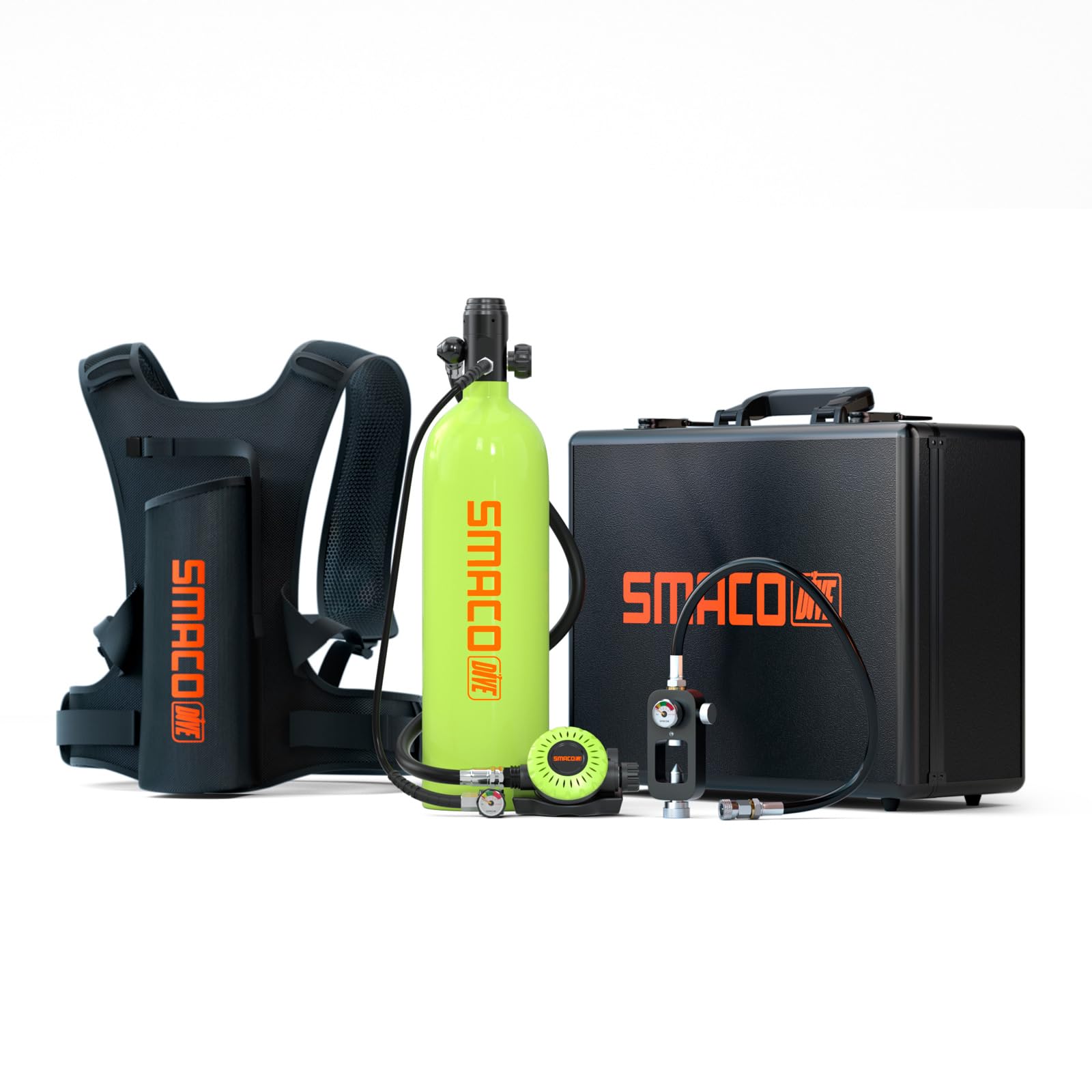 SMACO Mini Scuba Tank S700 Plus 2L Portable Mini Scuba Diving Tank Reusable Pony Bottle with 25-30 Minutes Backup Diving Air Tank Kit Diving Cylinder for Underwater Exploration Rescue