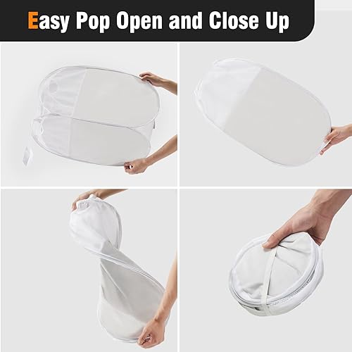 Miniatura 106 de Cesta de malla desplegable para ropa sucia con asas duraderas - Cesta plegable portátil para dormitorio, baño y viajes (azul, paquete de 3 unidades)