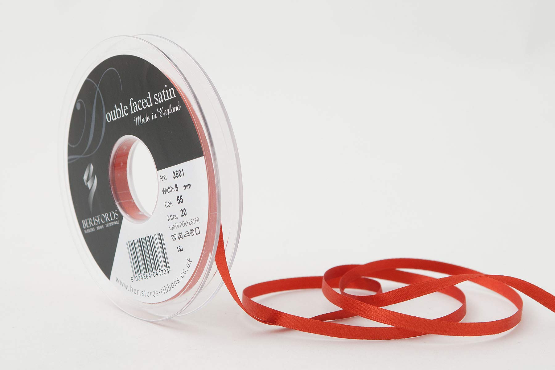 Berisfords Double FACE Poly Satin Ribbon, Rust, 5 mm