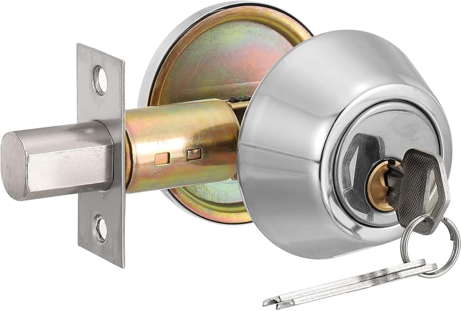 Single Cylinder Deadbolt Key Lock, Keyed Entry Door Knob Anti-Theft Exterior Door Hardware
