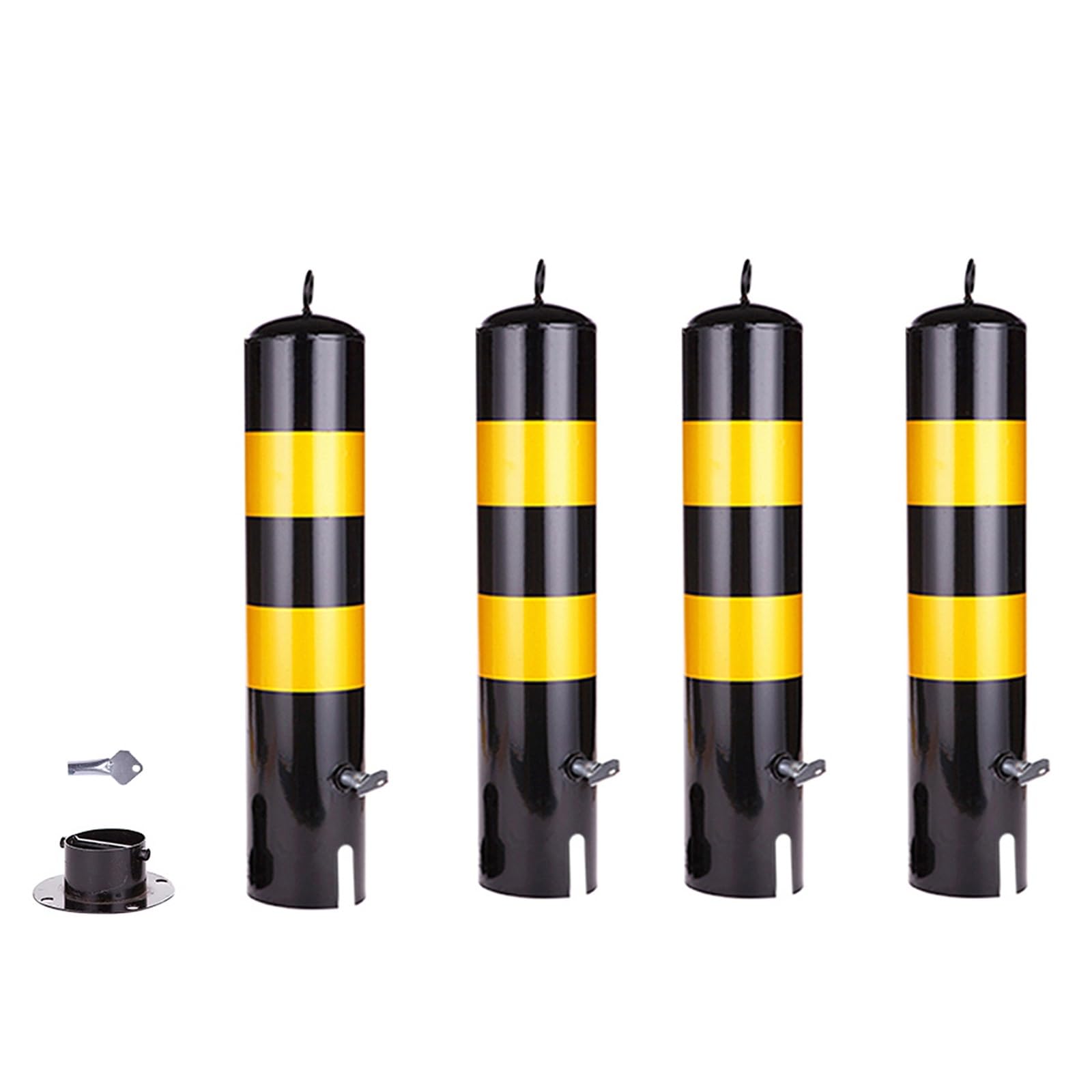 Aioneer Safety Cones,Traffic Delineator Posts,Parking Barrier With Detachable Base,Durable Safety Bollards For Construction Sites Driveway Parking Lot-4 Pack-11.4x65cm
