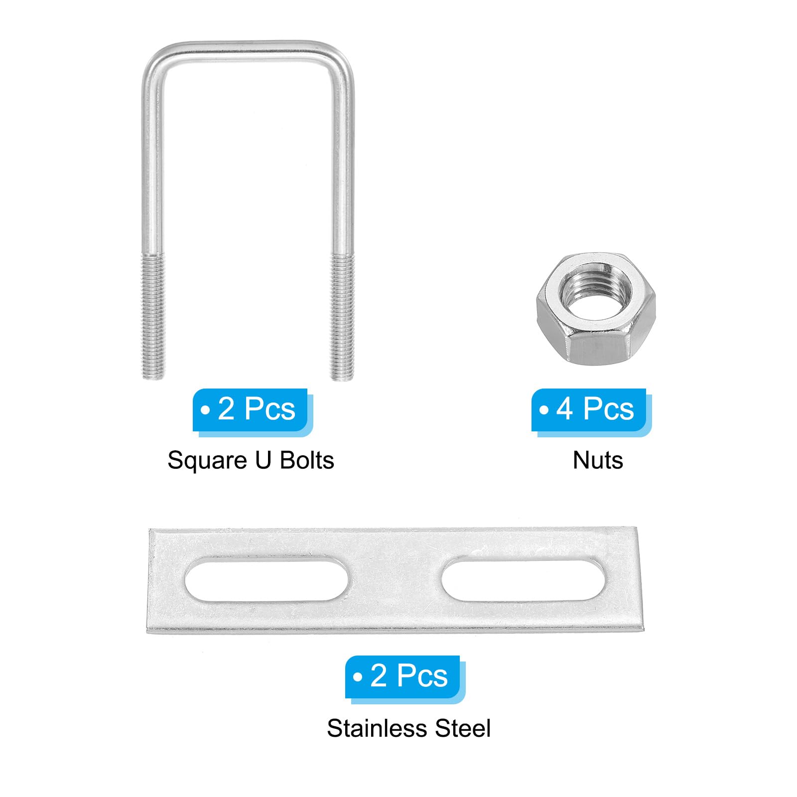 PATIKIL M10x60x100mm Square U-Bolts Kit - Image 3