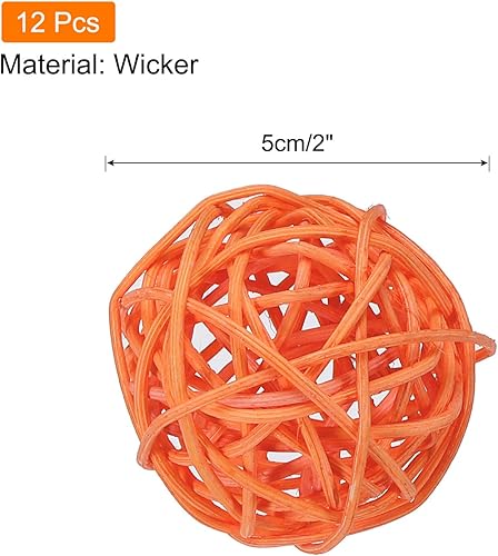 Miniatura 7 de MECCANIXITY 12 bolas decorativas de mimbre de ratán de 2 pulgadas para rellenos de jarrones, bodas, jardines, fiestas de pasillo, color azul oscuro