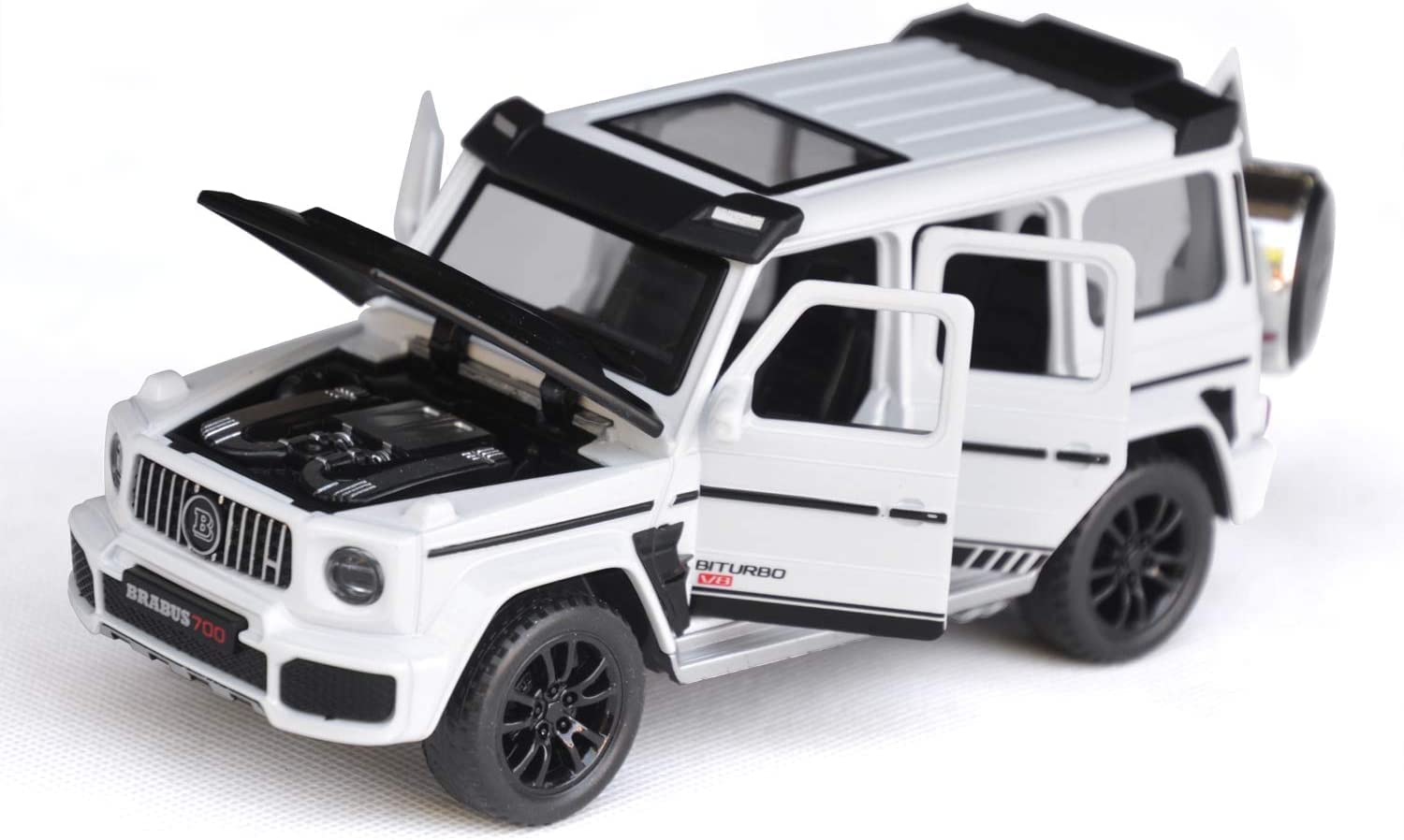 VARIYA ENTERPRISE® 1:32 Mercedes BRABUS Toy Car Metal Pull Back Diecast Car with Openable Door and Sound Light, Gifts Toys for Kids【 WHITE 】