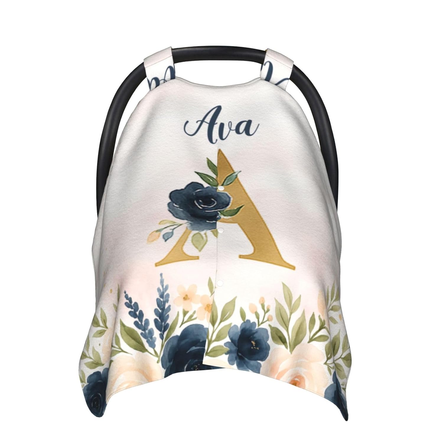 Personalized Baby Car Seat Canopy for Babies, Custom Name Car Seat Covers for Baby Girls, Butterfly Purple Opening Minky Nursing Breastfeeding Cover for Infant, Carseat Canopies for Newborn