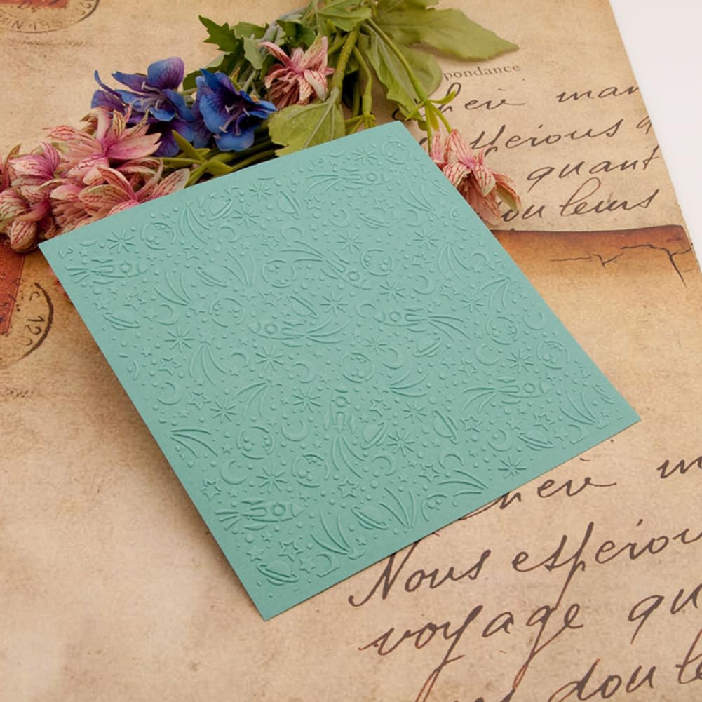 Plastic Embossing Folder (6'' x 6'' | The Firmament) Paper Crafts Plastic Textured Impressions for Card Making Scrapbooking