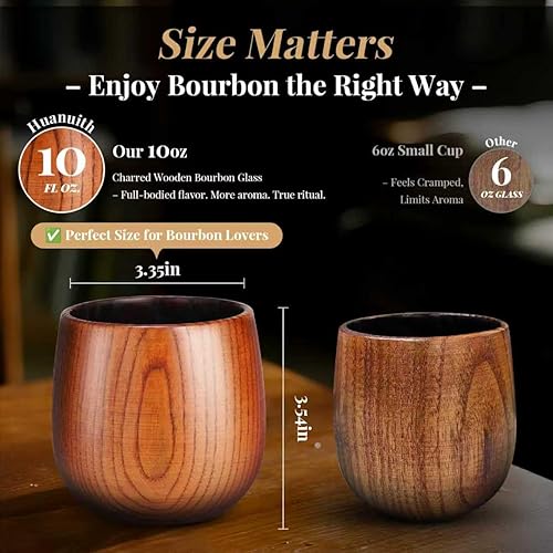 Miniatura 6 de Vasos de whisky de madera carbonizada, vidrio de bourbon de 10 onzas hecho a mano con piedras y pinzas, regalos únicos de bourbon para hombres,