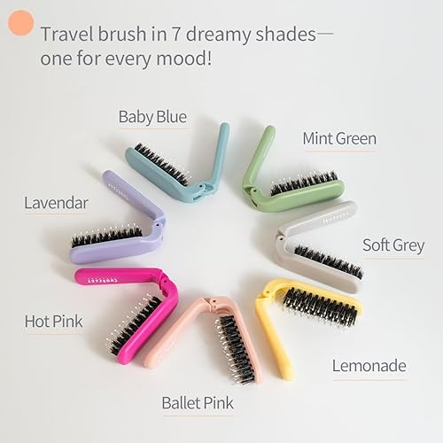 Miniatura 8 de Uffy Cepillo de pelo de viaje, mini peine plegable con cerdas de jabalí para mujeres, hombres y niños, tamaño de bolsillo pequeño y compacto para
