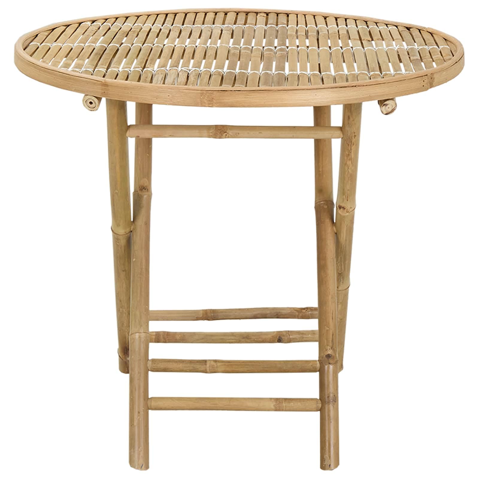 vidaXL Mesa de Jardín Natural 80 x 70 cm Bambú, Mesa de jardín Moderna y Plegable, Exterior, Ahorra Espacio, portátil y ecológica