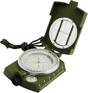 Military Lensatic Sighting Compass,Fluorescent, Waterproof and Shakeproof with Inclinometer and Carrying Bag for Camping, Hiking, Hunting