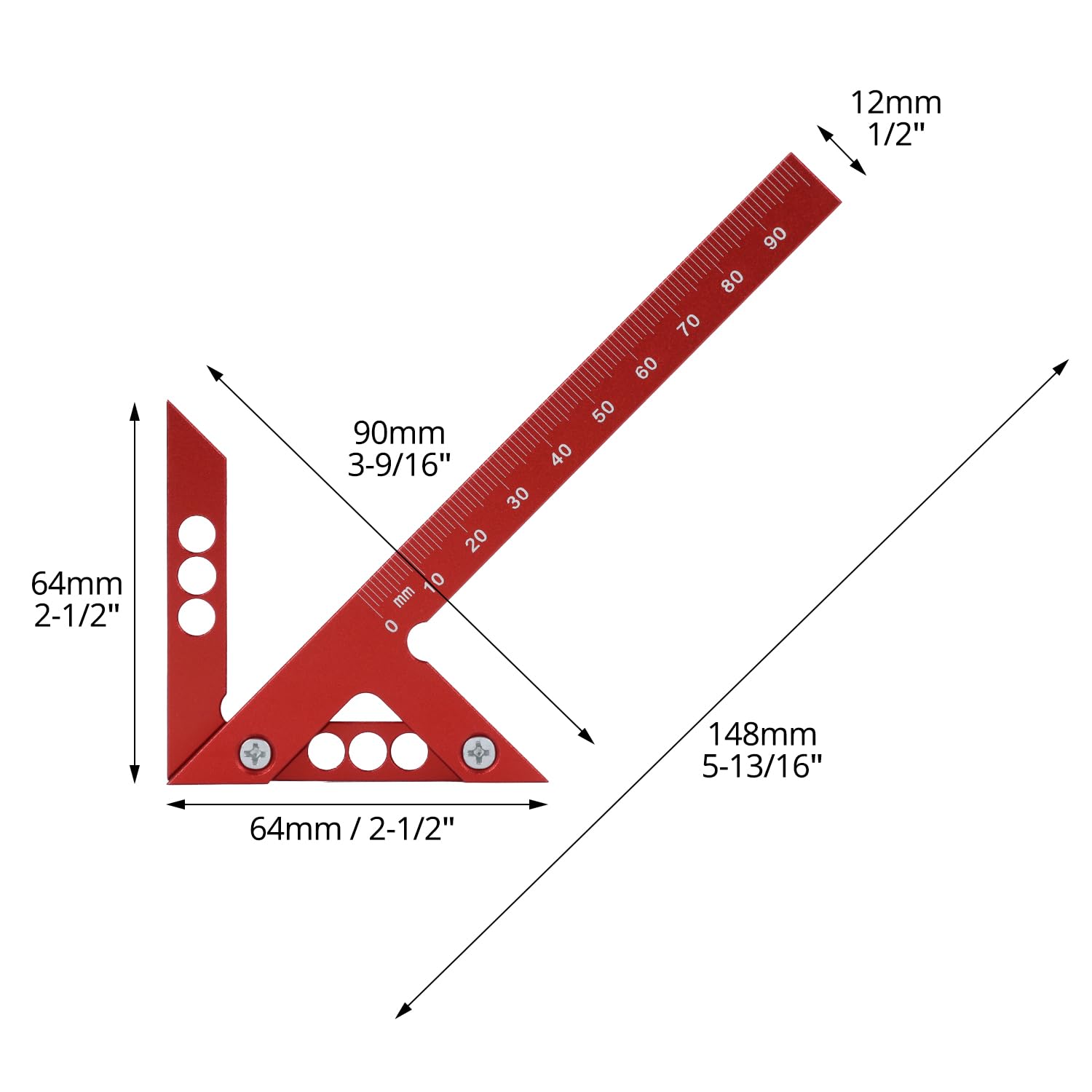 QWORK® Center Finder Angolo di centraggio 45/90 gradi con scala da 105 mm, strumento di misurazione di precisione in lega di alluminio per linee centrali e angoli esatti