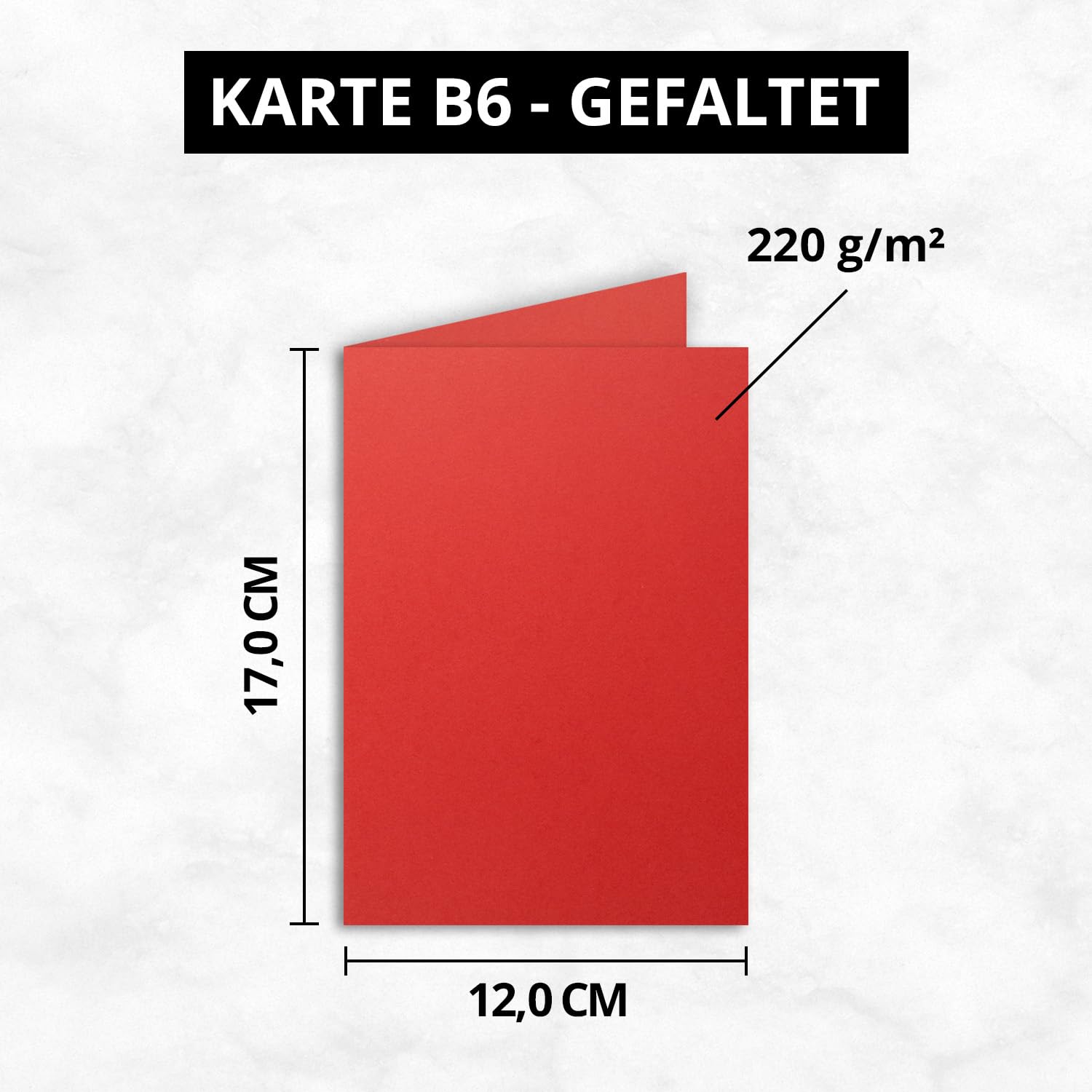 100x DIN B6 Faltkarten Set mit Umschlägen in Rot - 120 x 170 mm - ideal für Einladungskarten, Hochzeit, Taufe, Kommunion, Konfirmation - Marke: FarbenFroh