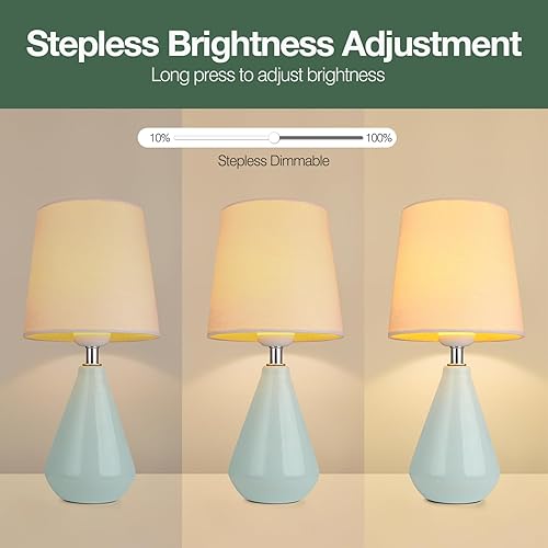 Miniatura 3 de AIDENOEY Lámpara pequeña de mesita de noche para dormitorio, lámpara de escritorio de lectura con control táctil regulable de 3 vías, lámpara de
