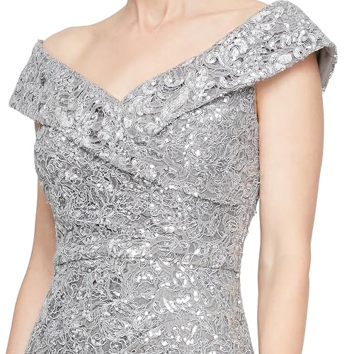 Alex Evenings Women's Off The Shoulder Fit and Flare Dress, Lace and Sequined Elegance for Mother of The Bride Or Groom3