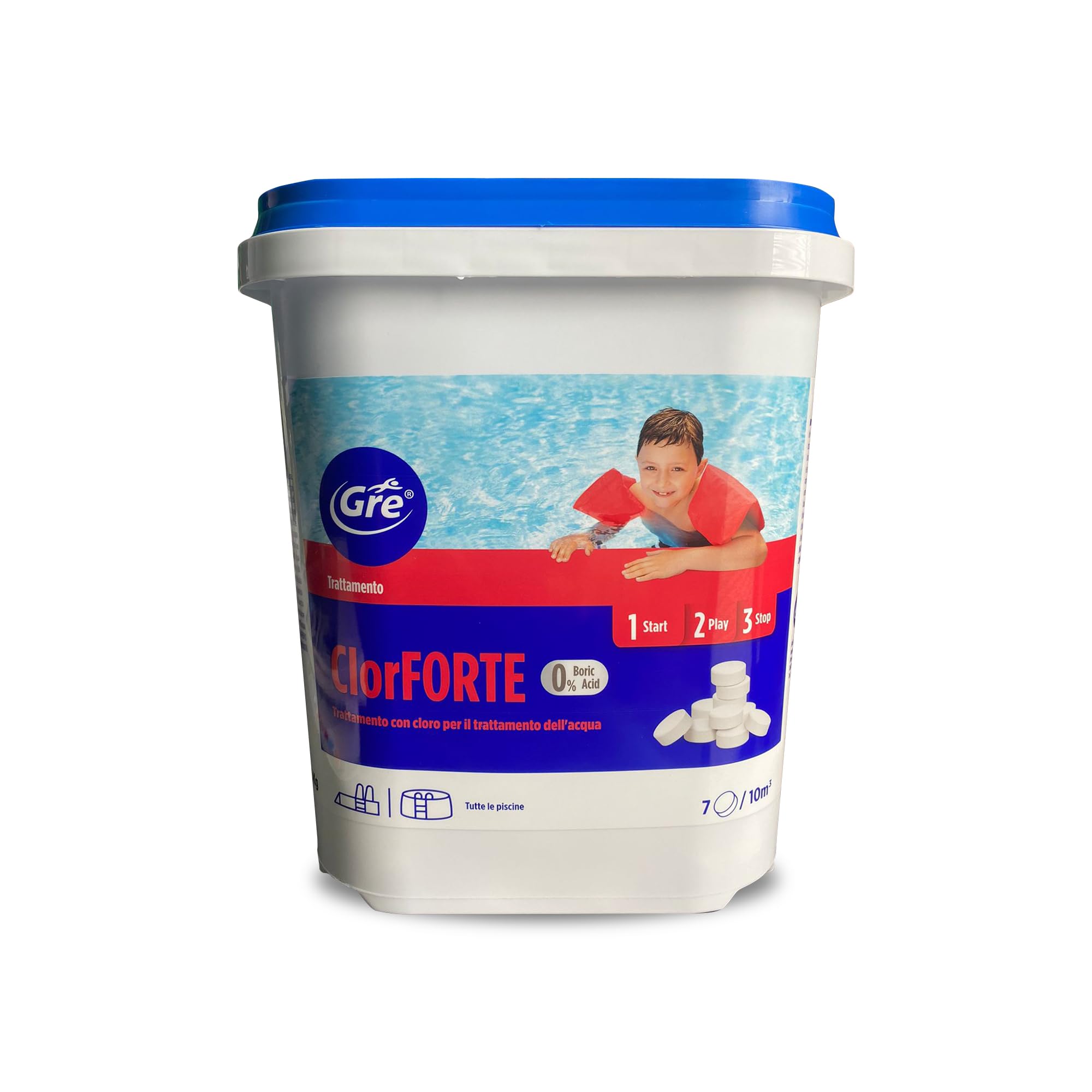 Gre 76099NB - Cloro Forte, Zero Borico, Pastiglie da 30gr - 5kg