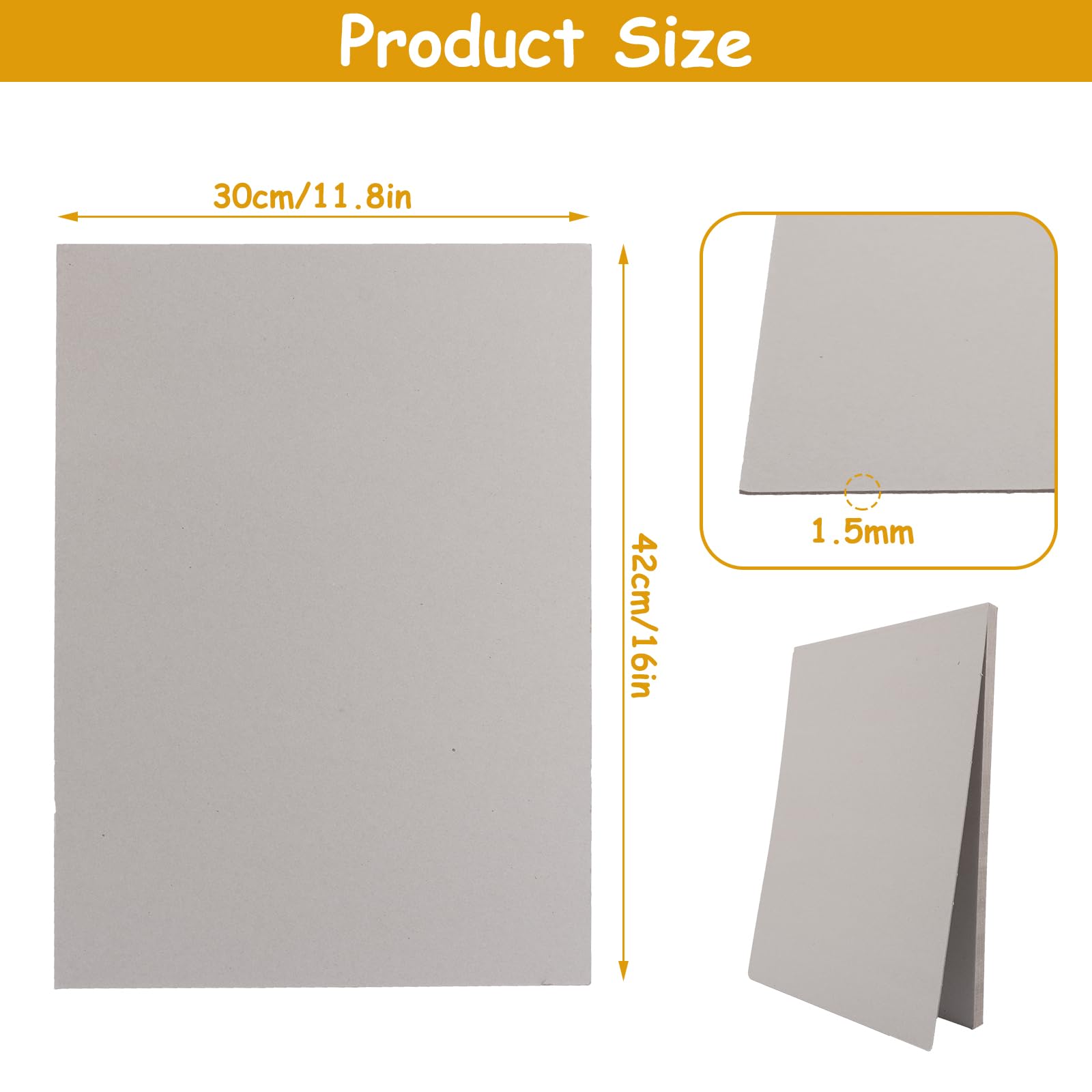 SHUESS A3 Greyboard 30 Sheets, 1500 Micron A3 (29.7 X 42 cm) Mount Board, Double-Side Grey Board - Image 2