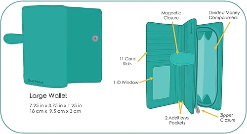 Miniatura 9 de Shag Wear Cartera de piel sintética vegana para mujeres y adolescentes, de piel sintética, color beige, 7 pulgadas, Beige, Moderno