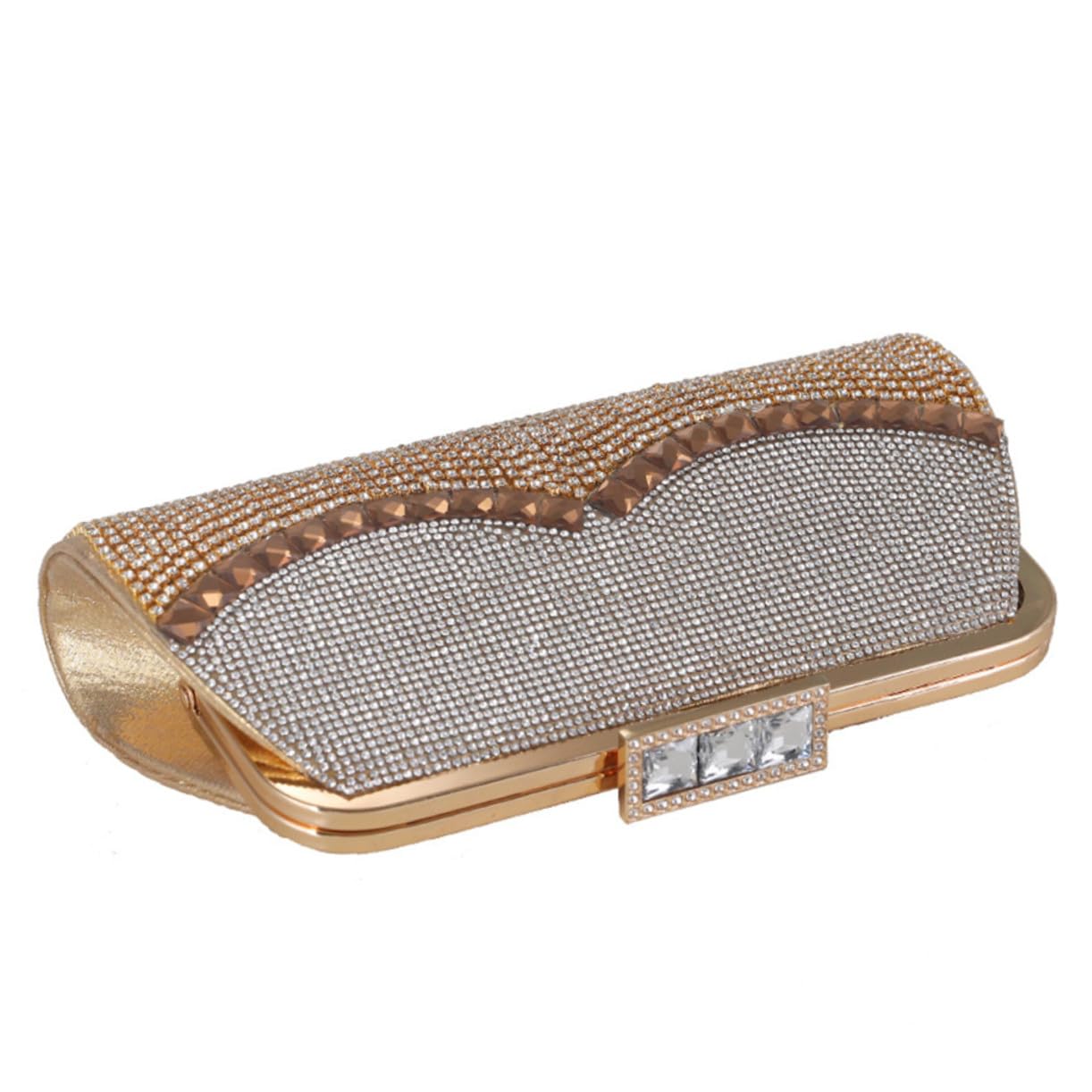 Pochette simili cuir doré de taille moyenne pour robe de soirée - 8