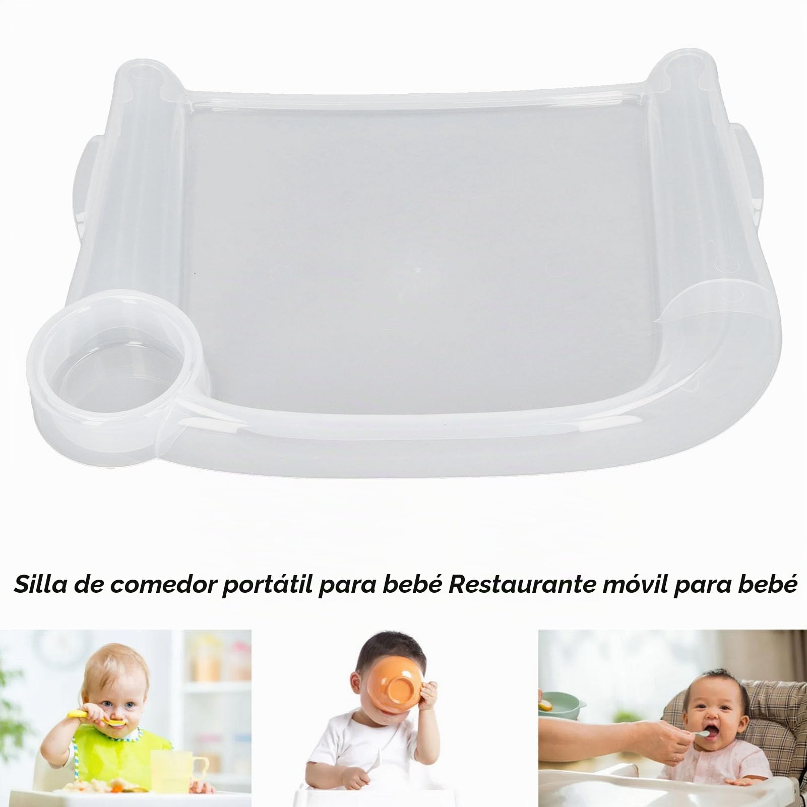 Bandeja de Comedor para bebé con Clip, Bandeja para Trona para Niños Pequeños con Recolector de Derrames, Mesa de Comedor con Clip para el Hogar