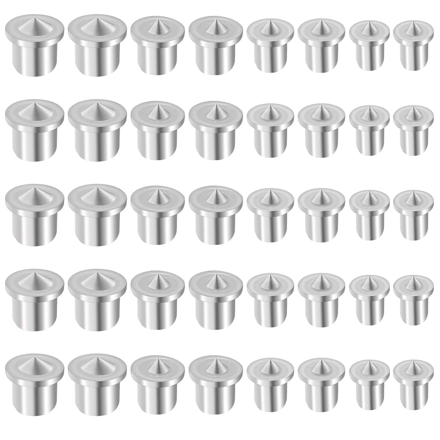 40pcs Dowel and Tenon Center Transfer Plugs Doweling Centering Pins Transfer Plugs 1/4", 5/16", 3/8" and 1/2" Set Drill Hole Tool in Case Doweling Centering Pins for Woodworking