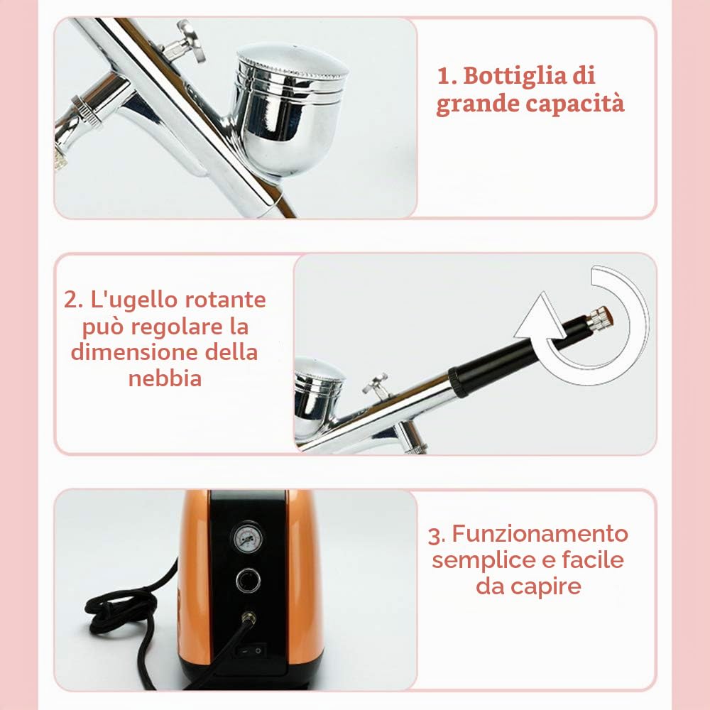 Macchina Iniezione Ossigeno Viso, Spray Spruzzatore Ossigeno Facciale Micro-Nano Idratante Bellezza Pistola Spruzzo, Dell'iniettore Flusso d'Aria: 20-23L / MIN, Pressione: 5PSI / 43PSI (Purple)