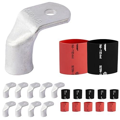 Miniatura 200 de SELTERM - 2 terminales de anillo resistentes para cable de batería, calibre 4 AWG, pernos de 3/8 pulgadas, terminales de calibre 4, ojales de cobre