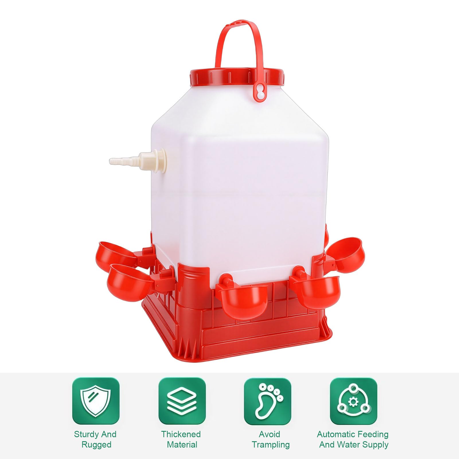 Abbeveratoio Automatico per Pollame Abbeveratoio per Polli di Grande capacità da 10 Litri con 8 Ciotole per L'alimentazione di Pollame da Fattoria