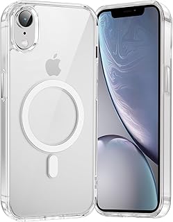 Coiwxmoi Magnetic Cover for iPhone XR 6.1 inches, Compatible with Magsafe, Thin Transparent Soft Silicone TPU + Hard PC Shockproof Anti-Scratch Protective Cover for iPhone XR, Transparent