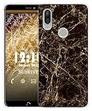 Sunrive Für bq Aquaris X2/X2 PRO Hülle Silikon, Transparent Handyhülle Schutzhülle Etui Hülle für bq Aquaris X2/X2 PRO(TPU Marmor Schwarzer)+Gratis Universal Eingabestift