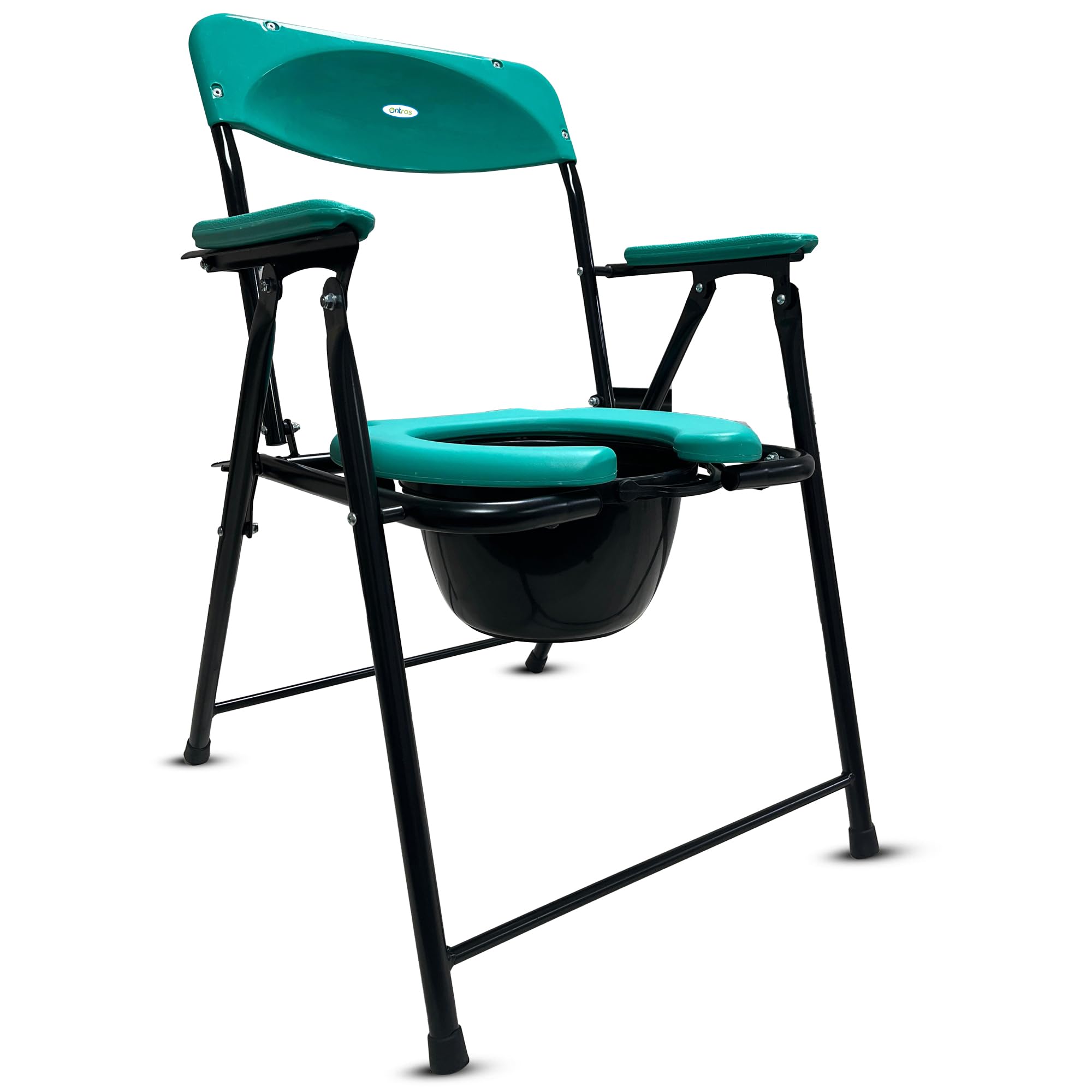 Entros MS Powder Coated Portable Foldable Commode Chair with Pot Bucket & Handrest (Front Cut-Green) (B0D4L6J9M9) Amazon Price History, Amazon Price Tracker