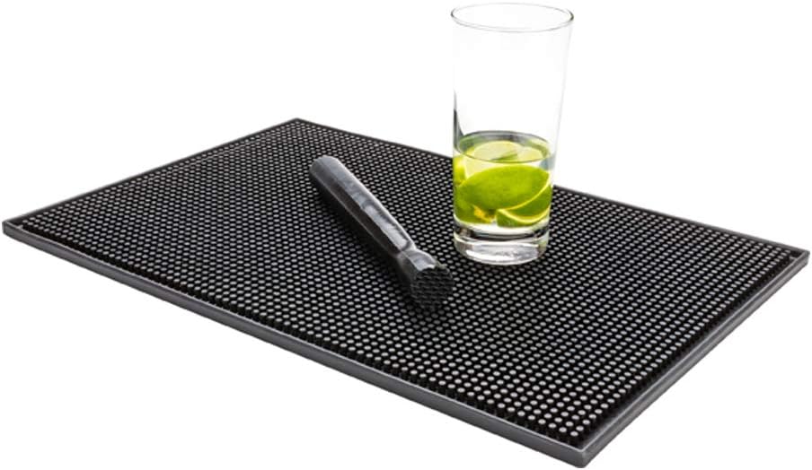 Bar Lux 17,7 inç x 11,8 inç Bar Dökülme Matı, 1 Kaymaz Bar Servis Matı - Tezgah, Dayanıklı, Siyah Kauçuk Barmen Matı, Kokteyller veya İçecekler İçin, Yıkanabilir - Restoran Eşyaları