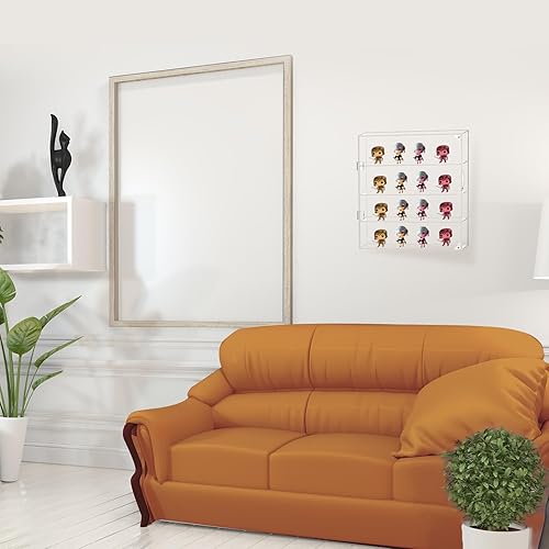Miniatura 6 de Vitrina de acrílico transparente con puerta, estante de colección montado en la pared, a prueba de polvo, caja organizadora para mini juguetes,