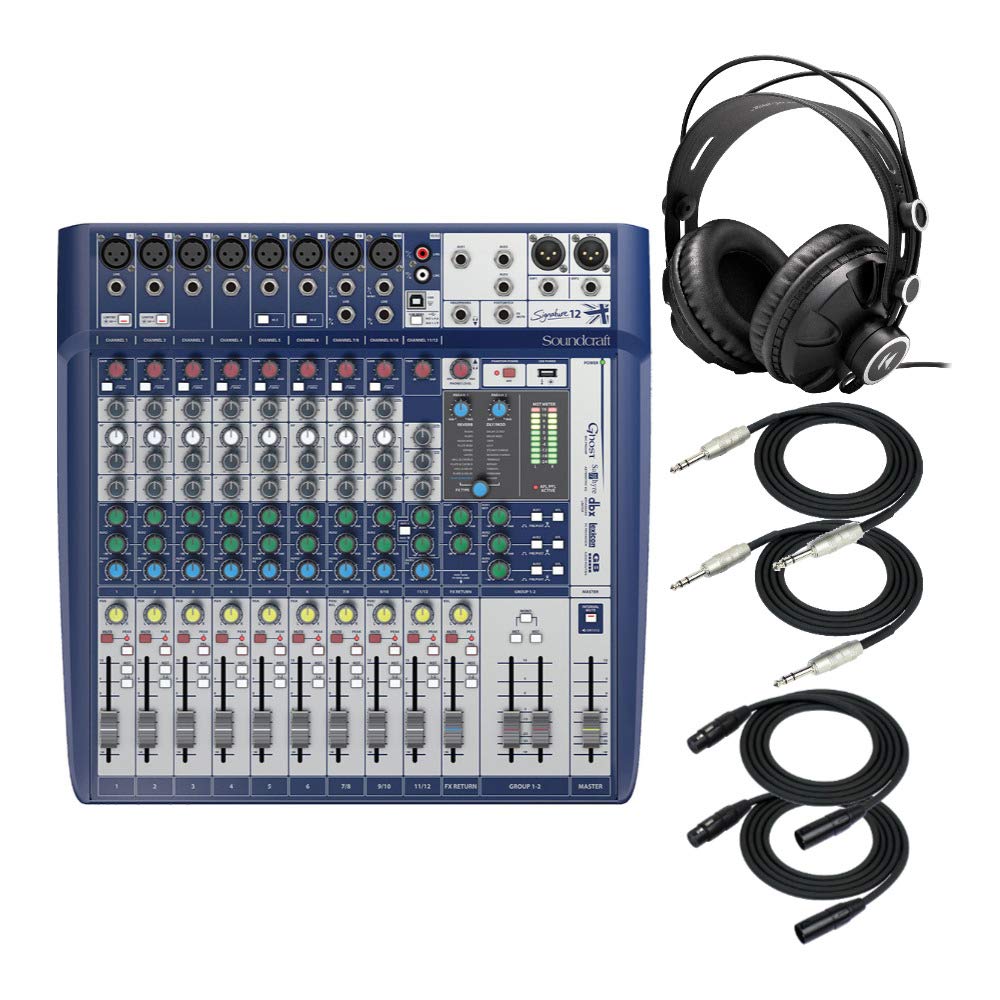 Soundcraft Signature 12 Analog 12-Channel Mixer with Onboard Lexicon Effects Bundle - Includes Knox 