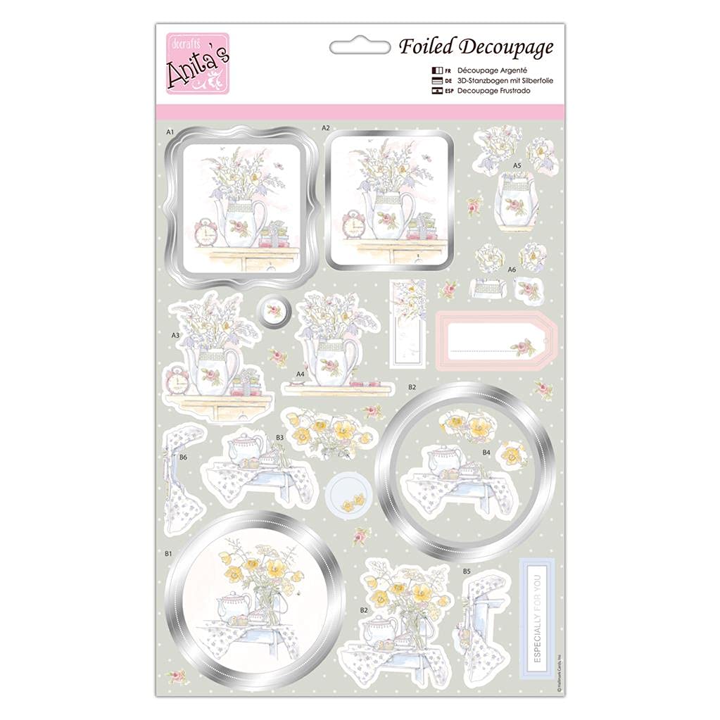 Anita's A4 Tea & Blooms Decoupage Sheet, Accessories Supplies For Craft, Paper Craft, Scrapbooking, Card Making, Origami, Ideal for Adult Craft, Adds Textured Pattern To Craft Projects