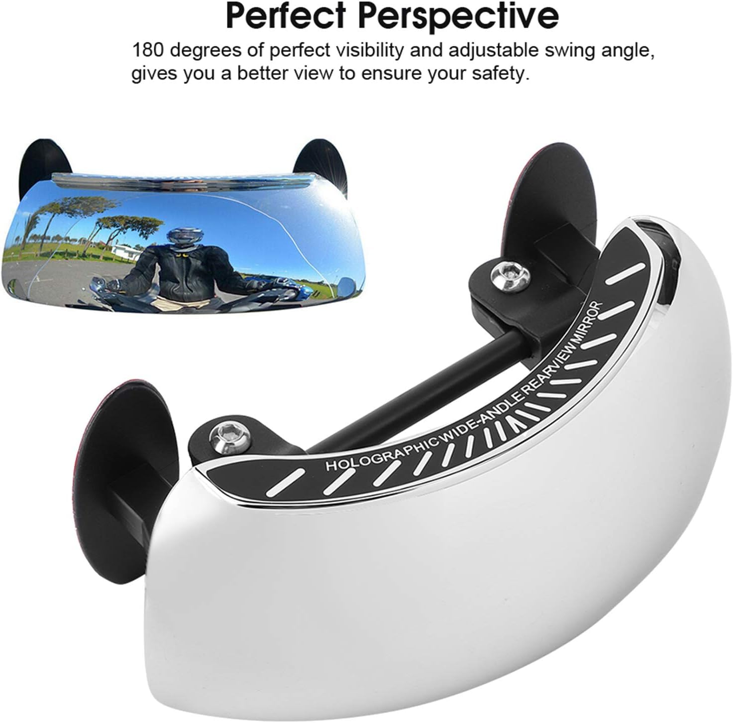 Coverzone Motosiklet Kör Nokta Aynası Ön Cam Dikiz Aynası 180 Derece Geniş Açılı | Ayarlanabilir Dikiz Güvenlik Aynalası 17cm x 6cm | GR-78