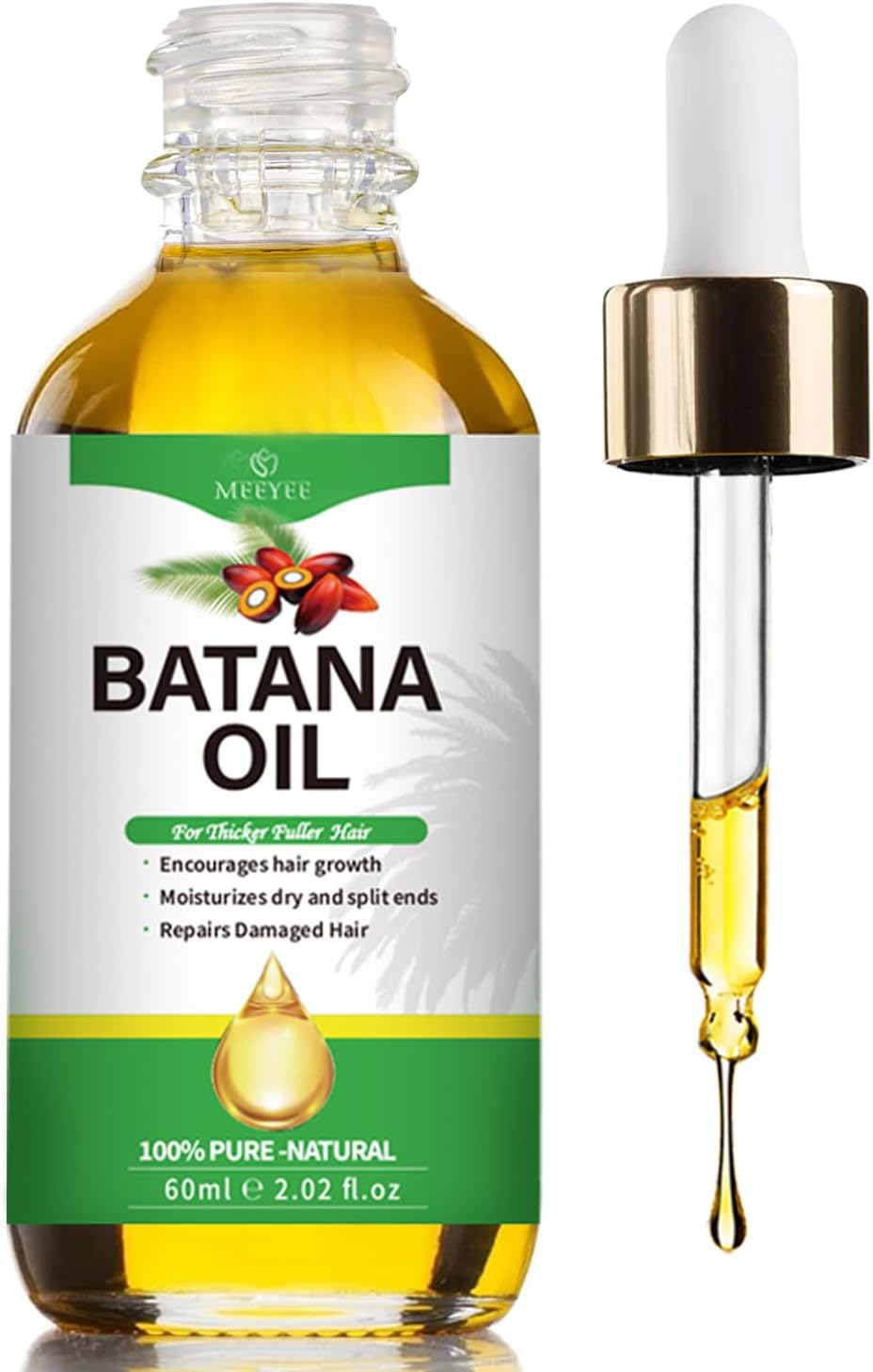 Natural Batana Oil for Hair Growth, 100% Pure, Dr. Sebi Approved, 2oz/60ml - Encourages Fair , Repairs, Dry , Damaged Hair, Moisturizes , Suitable for All Hair Types