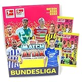 Match Attax Bundesliga Karten Saison 2022/2023 Topps Bundle - 1 Sammelmappe + 2 Booster Sammelkarten + 10 Originale Hüllen
