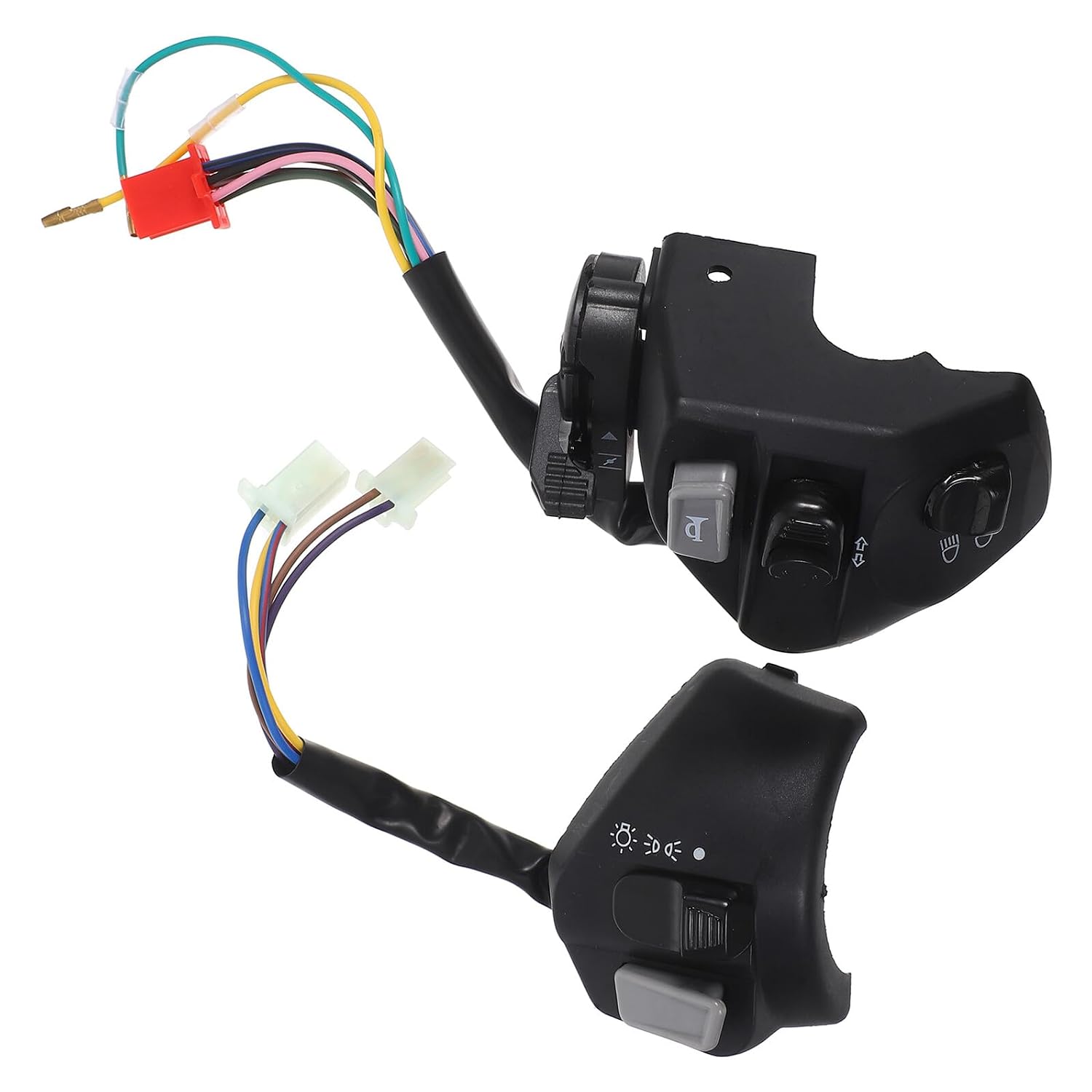Totority 2pcs Motorcycle Handlebar Switch Set for Mio Lc135, Waterproof Left Handle Control Switch with Horn Button, Motorcycle Electrical Replacement Parts for Scooter and Motorbike