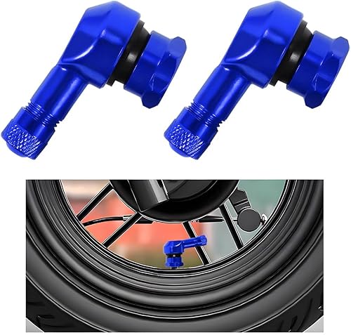 Augeny 2 vástagos de válvula de neumático de motocicleta, aluminio de 90 grados, rueda de llanta de 0.445 in/0.394 in, vástago de aire sin cámara