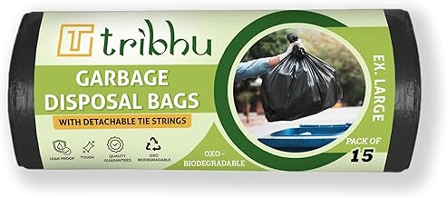 TRIBHU Eco-Friendly Garbage Bags 30 x 37 Inches (XL), Pack of 1, 30 Pcs, for Dry & Wet Waste, Disposable Dustbin Bag, Trash Bag, Biodegradable Garbage Bag, Bags Per Roll, Dustbin covers, Black