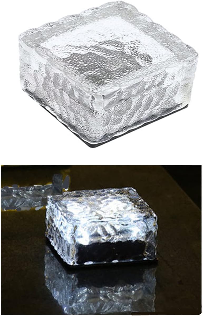 NEWOTE Outdoor Ice Cube Bricks Rocks Lights Solar Powered LED In Ground ...