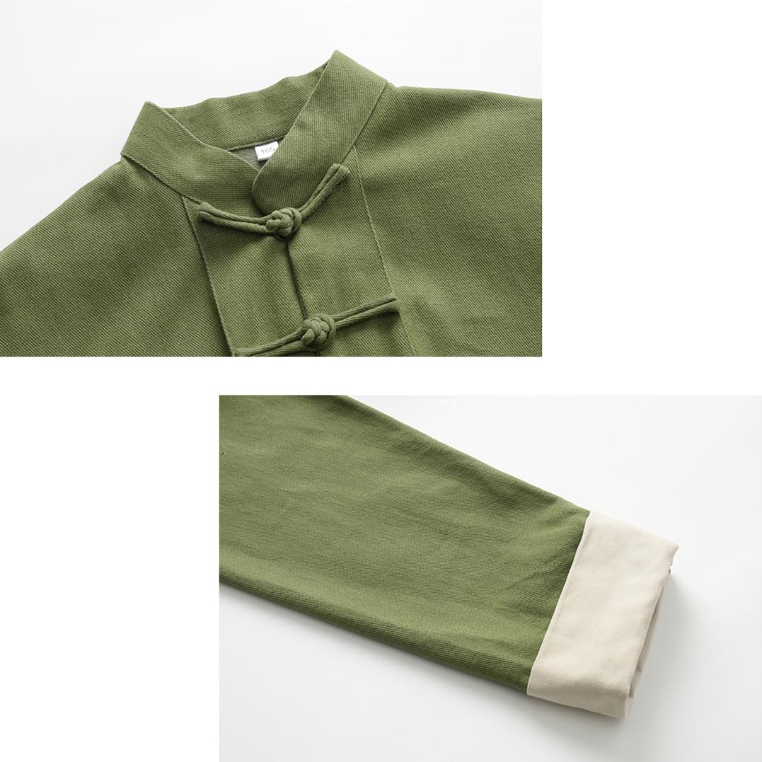 GVILTY Pure Cotton Martial Arts Kung Fu Giacca Camicia per Piumino Abiti da tangami Cinesi Tradizionali, Abiti da Kung Fu Manica Lunga Uniforme Meditazione Zen Tai Chi abit Red-M