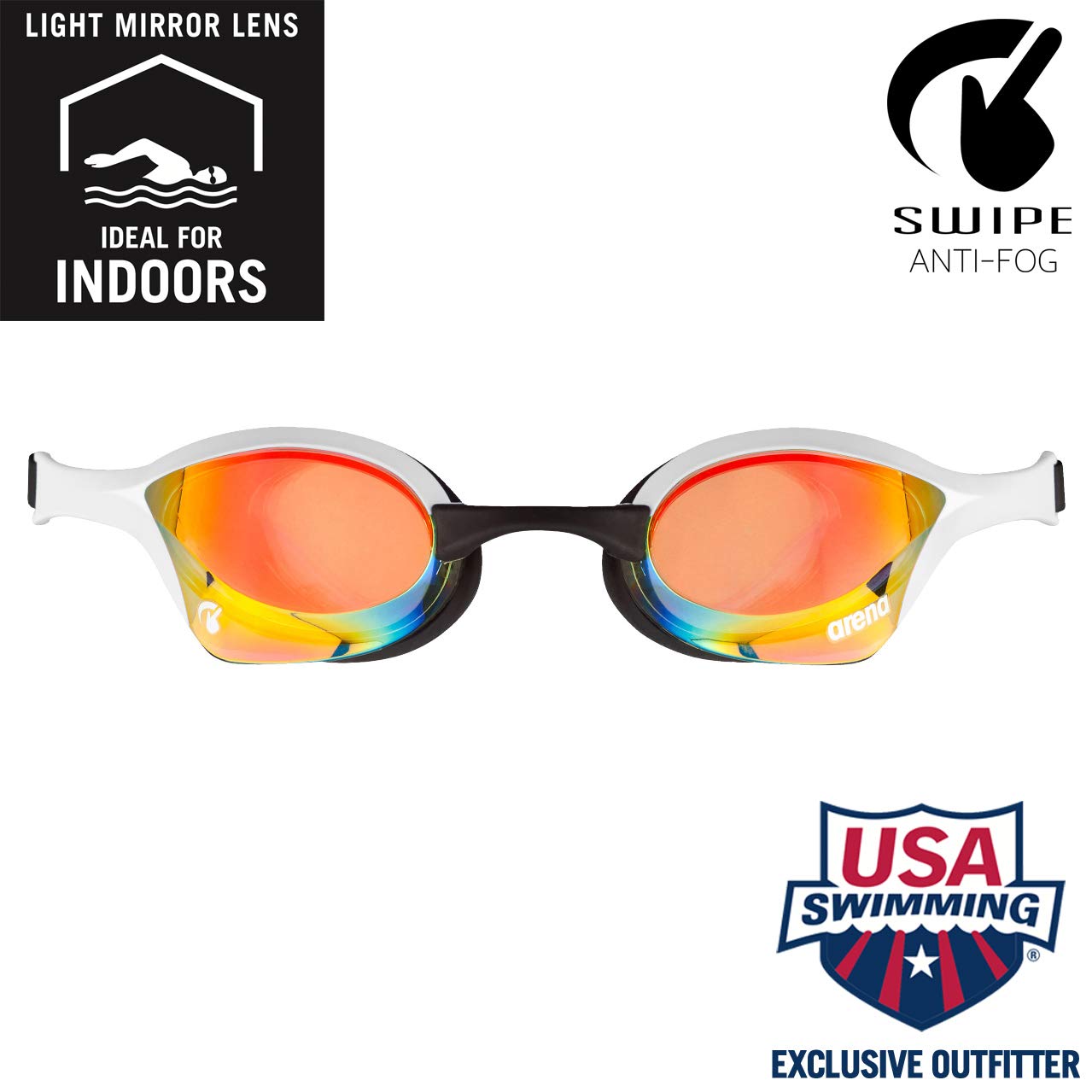 ARENA Unisex – Erwachsene Cobra Ultra Swipe Mr (Yell-White) Swim Goggles, Mehrfarbig, 1 & Anti-Fog Spray für Schwimmbrillen (Kein Beschlagen, 150 Anwendungen), Transparent (100), One Size