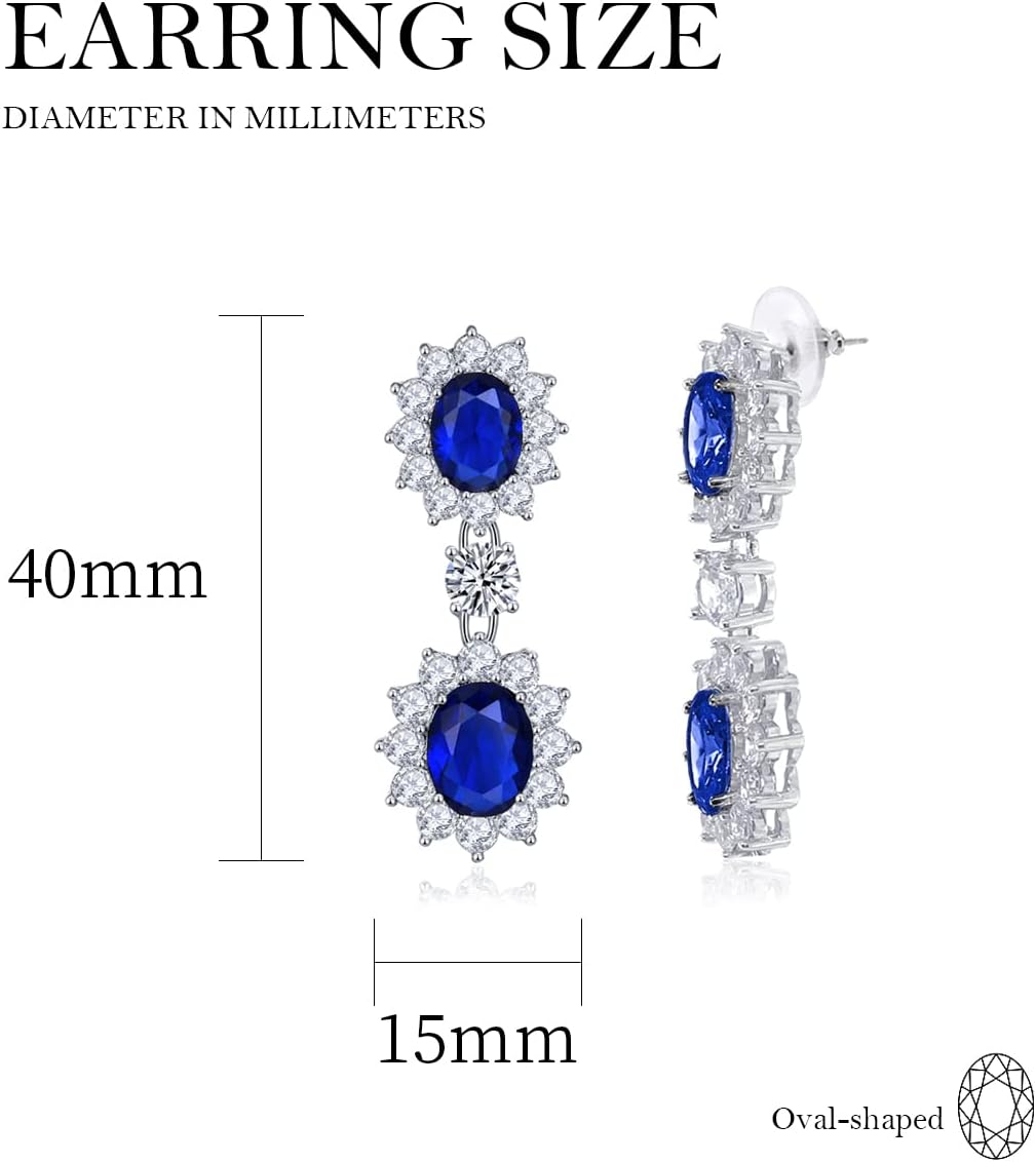 LAVINA Royal CZ Dangle Earrings Princess Diana Style Elegantes Jewelry Sparkly Luxury Cubic Zirconia Earrings Wedding For Women Birthday Gifts Fancy Wedding Prom