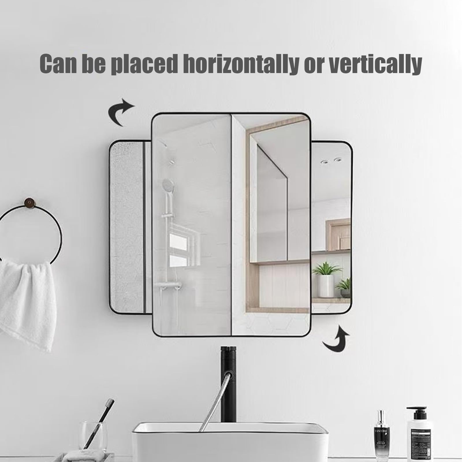Espejo de Baño 70x90, Espejo Decorativo de Pared con Marco de Aluminio, Espejo de Esquina Redonda Sin Iluminación - Plata Blanca, 30x40cm, Ideal para Salón y Baño.