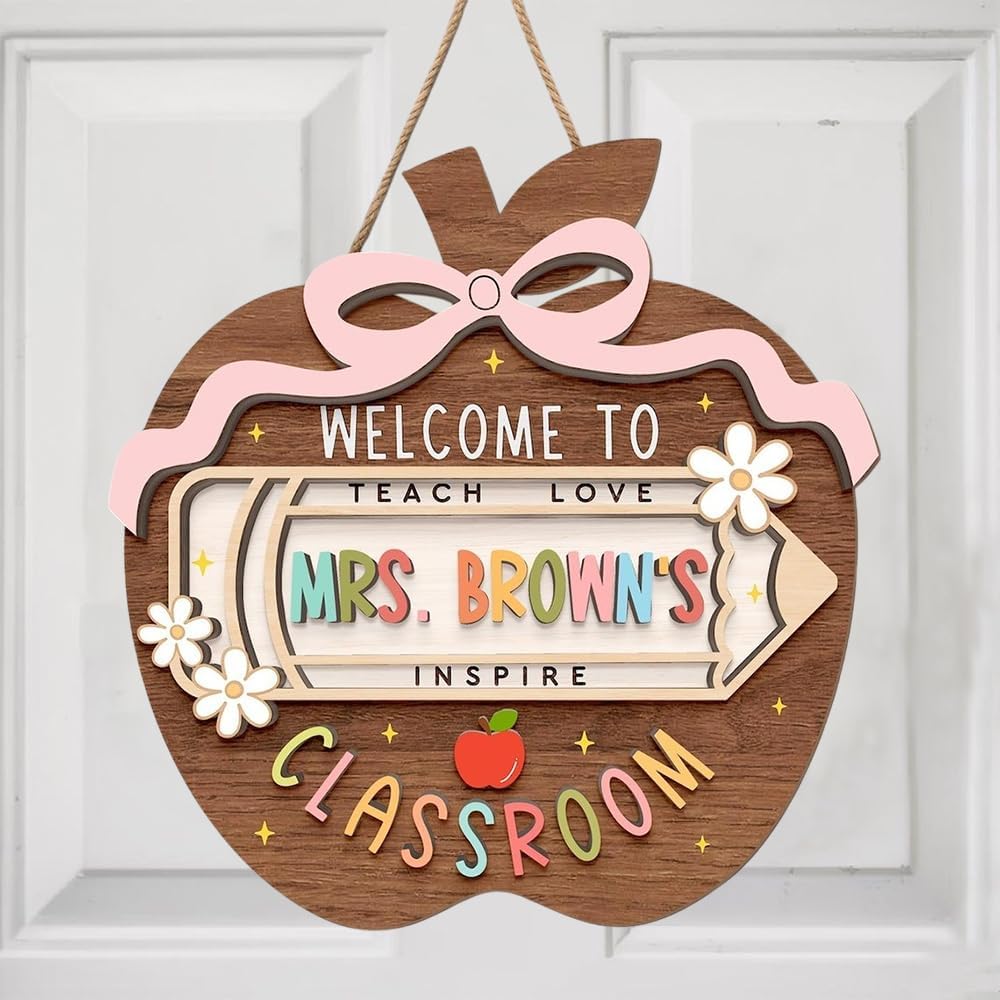 Amazon.com: Custom Teacher Door Sign, Personalized Appreciation Gifts ...
