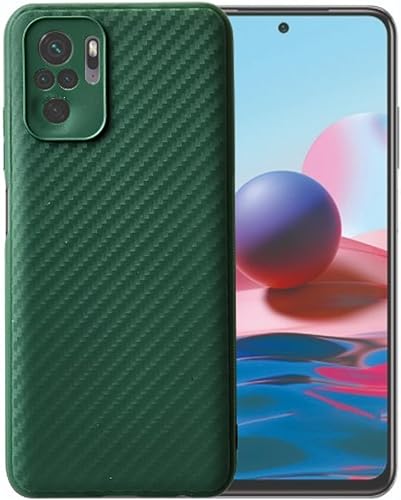 Compatible con Xiaomi Redmi Note 10 o Note 10s Matte Carbon Fiber Soft TPU Slim Phone Back Case Cover (Verde) disponible en Yaxa Costa Rica