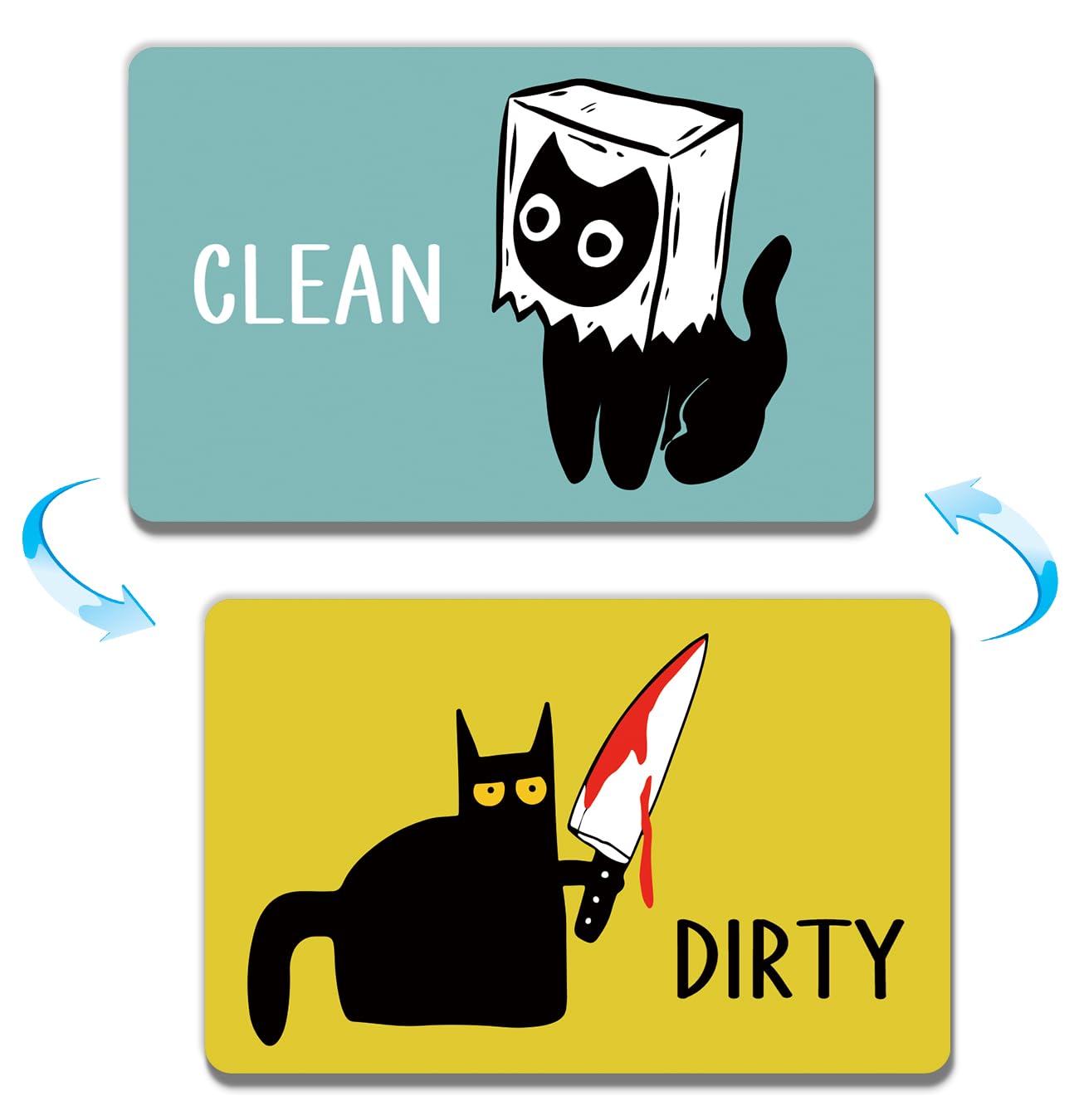 Aimant universel lave-vaisselle clean dirty chat magnétique jaune cyan