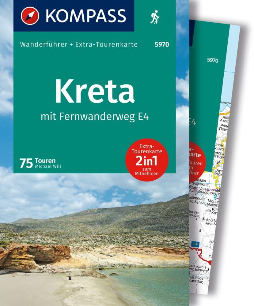KOMPASS Wanderführer Kreta mit Weitwanderweg E4, 75 Touren mit Extra-Tourenkarte: GPS-Daten zum Download